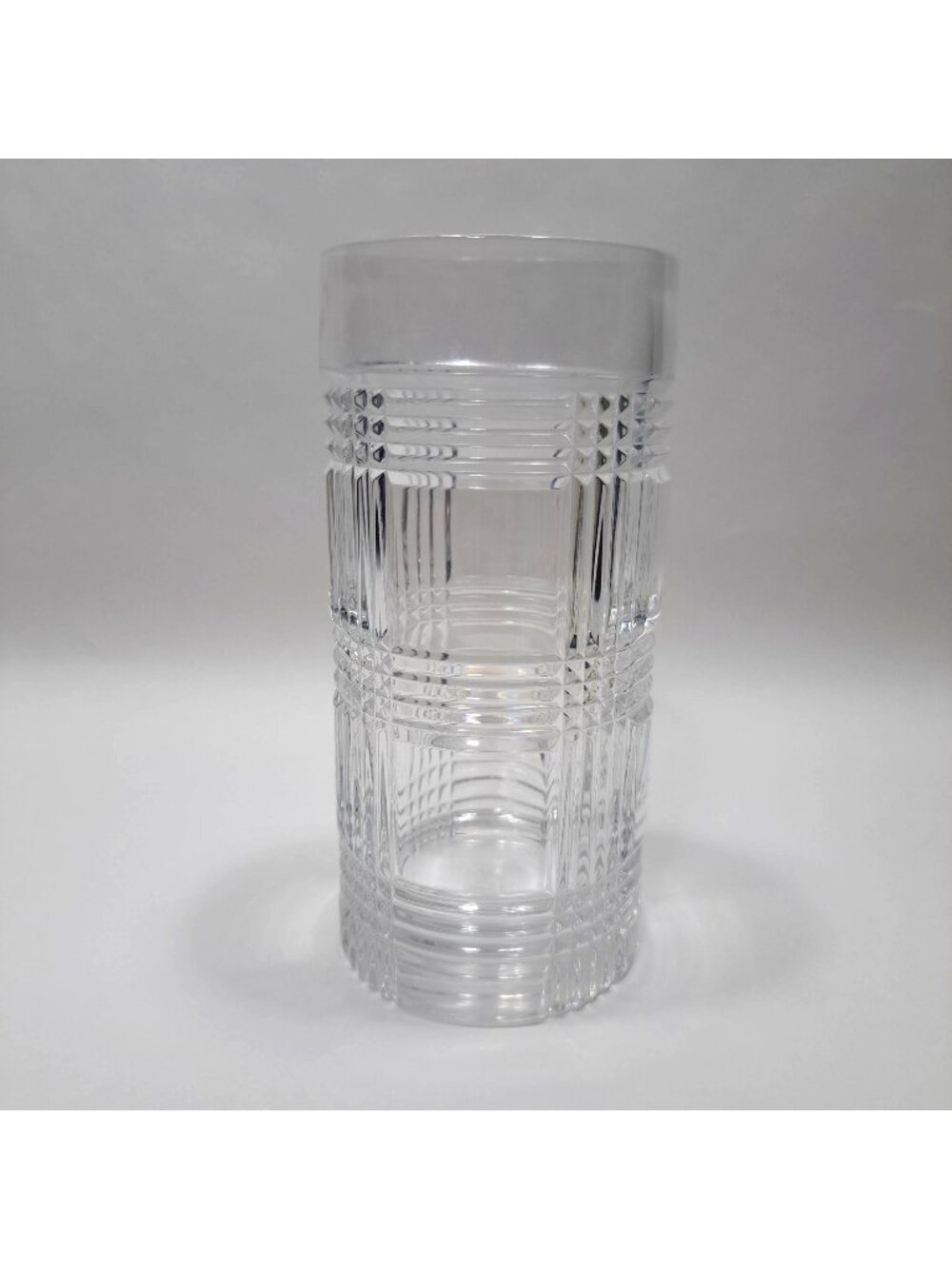 Ralph Lauren Glen Plaid Crystal Highball Glass Tumbler Clear Elegant Design